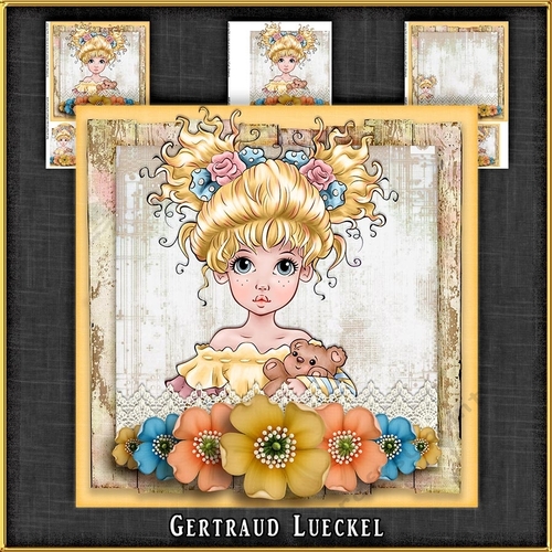 Vintage Wildroses Girl Card Topper 1125