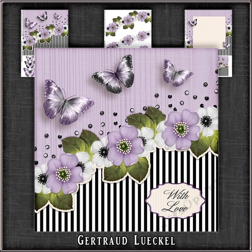 Vintage Stripes Flowers purple 1121