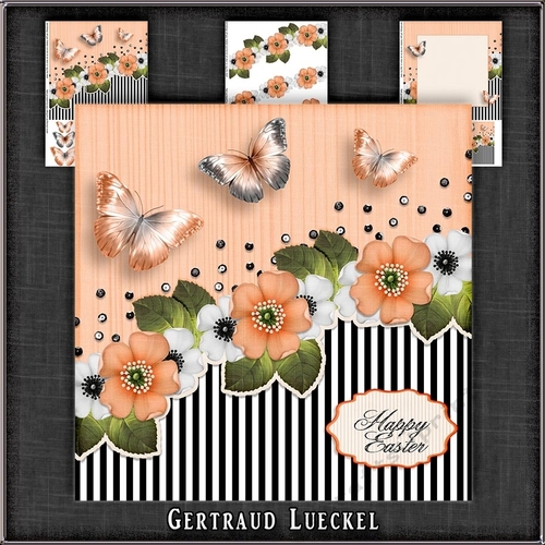 Vintage Stripes Flowers orange 1123