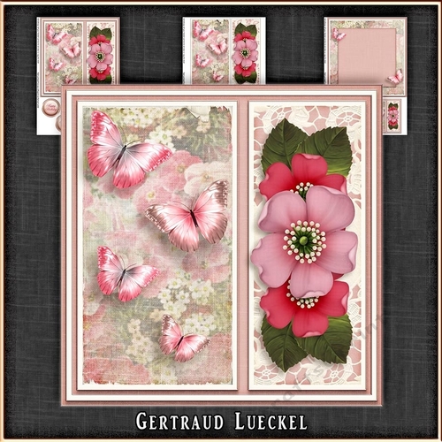 Vintage Wildrose Butterflies and Doilies 1126