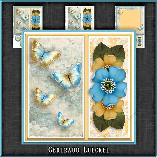 Vintage Wildrose Butterflies and Doilies 1127
