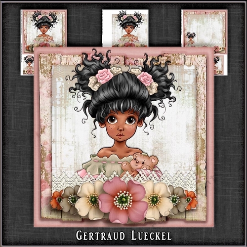 Vintage Wildrose Ethnic Girl Topper 