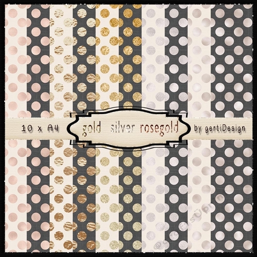Luxury Bakcground Rosegold, Gold and Silver dots