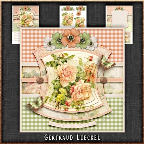 Vintage Flowers On A Plaid 1168