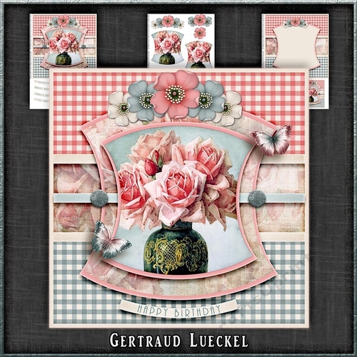 Vintage Flowers On A Plaid 1170