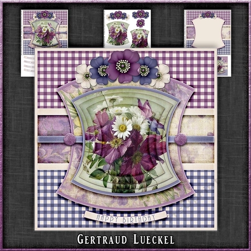 Vintage Flowers On A Plaid 1172