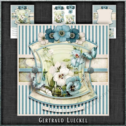 Vintage Flowers On Stripes 1173