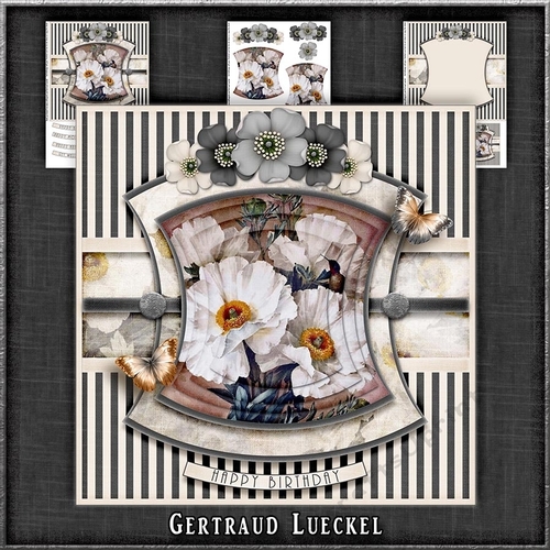 Vintage Flowers On Stripes 1174