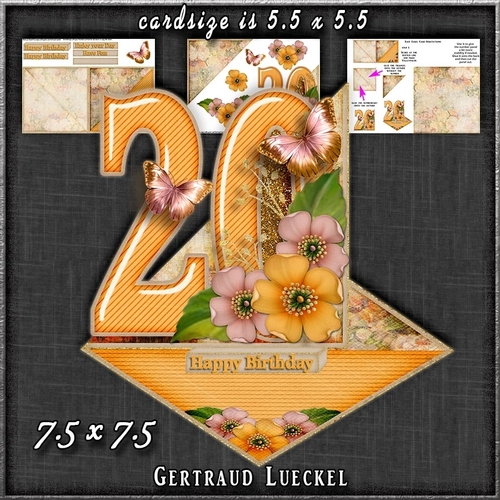 Vintage Easel 20th Birthday Card Kit 1184