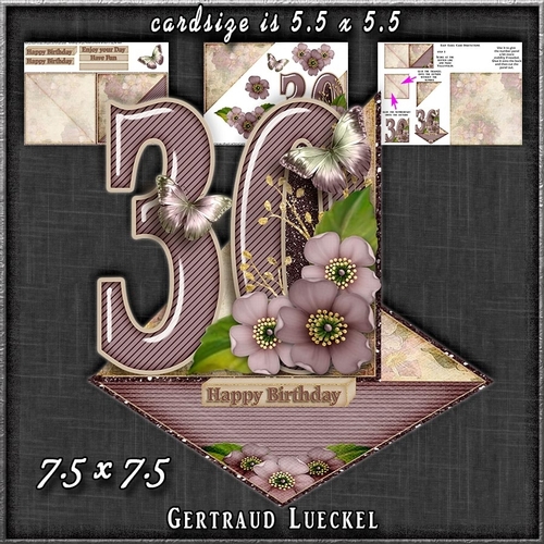 Vintage Easel 30th Birthday Card Kit 1177