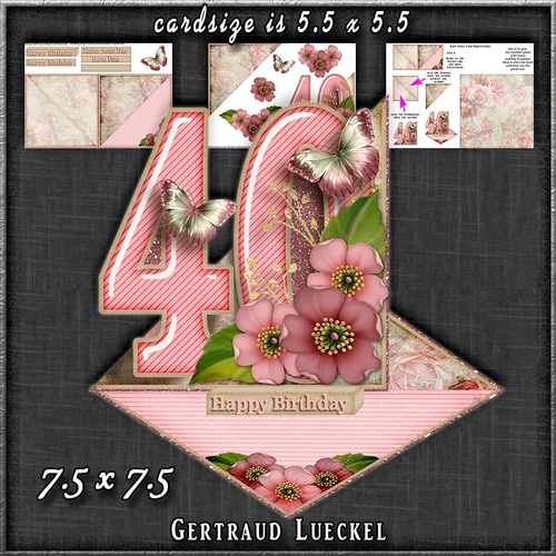Vintage Easel 40th Birthday Card Kit 1178