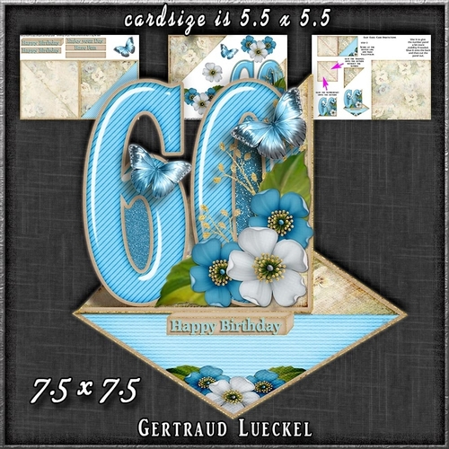 Vintage Easel 60th Birthday Card Kit 1180