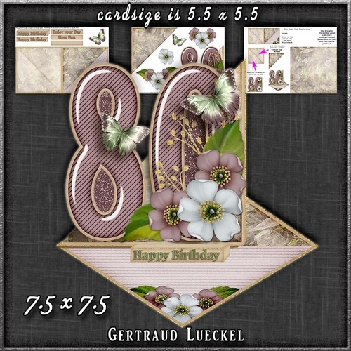 Vintage Easel 80th Birthday Card Kit 1182