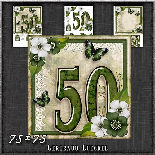 Vintage Birthday 50th Card Topper Kit 1188