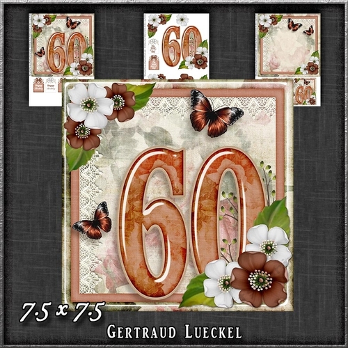 Vintage Birthday 60th Card Topper Kit 1189