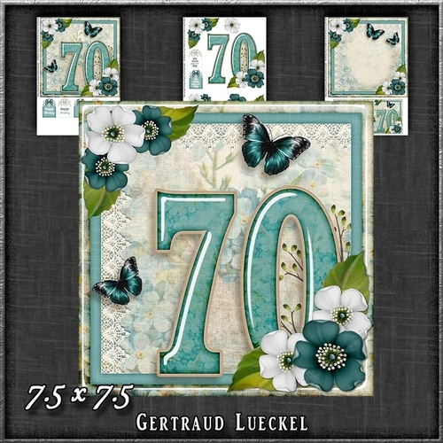 Vintage Birthday 70th Card Topper Kit 1190