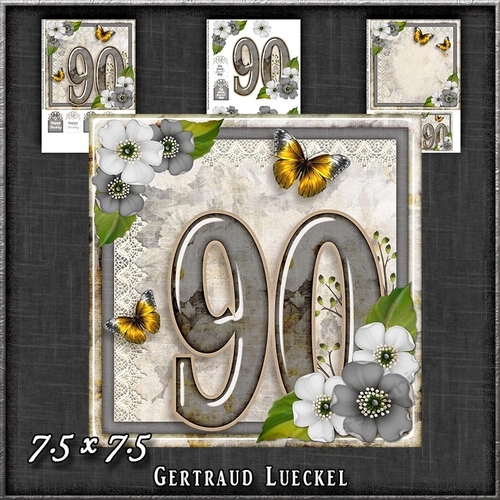 Vintage Birthday 90th Card Topper Kit 1192