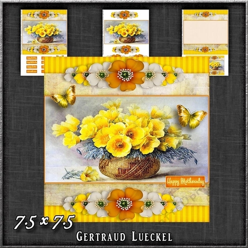 Vintage Stripes and Flowers yellow 1208