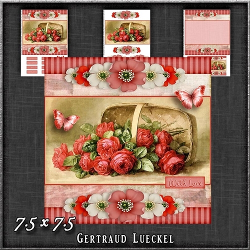 Vintage Stripes and Flowers red 1209