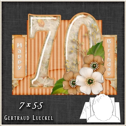 Vintage 70th Birthday Stepper Card Kit 1215