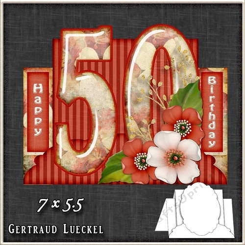 Vintage 50th Birthday Stepper Card Kit 1217
