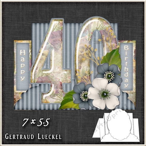 Vintage 40th Birthday Stepper Card Kit 1218