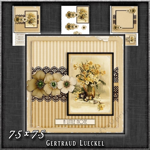 Vintage Lace Flower Beige Card Kit 1221