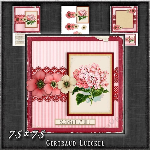 Vintage Lace Flower Pink Card Kit 1223