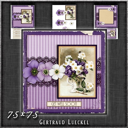Vintage Lace Flower Purple Card Kit 1224