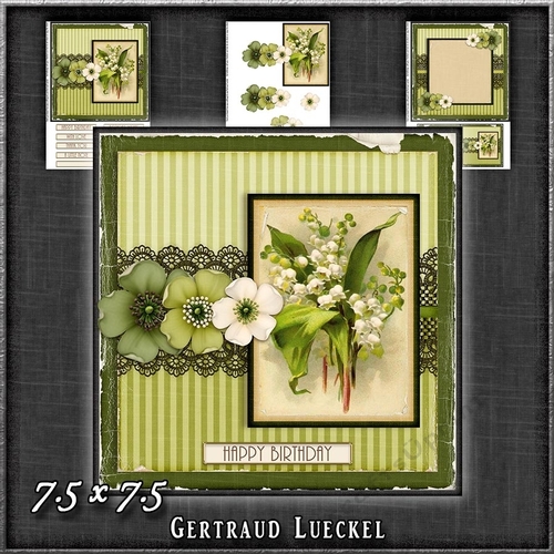 Vintage Lace Flower Green Card Kit 1225
