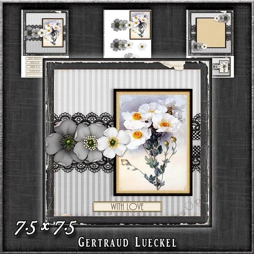 Vintage Lace Flower Grey Card Kit 1226