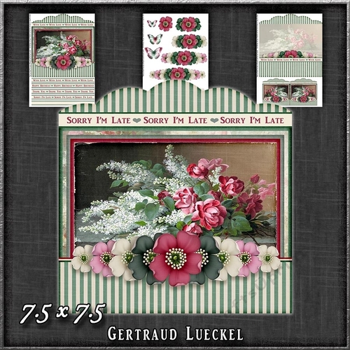Vintage Stripes Lilacs and Roses soft colours 1230