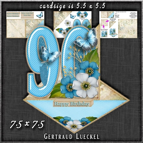 Vintage Easel 90th Birthday Card Kit 1180