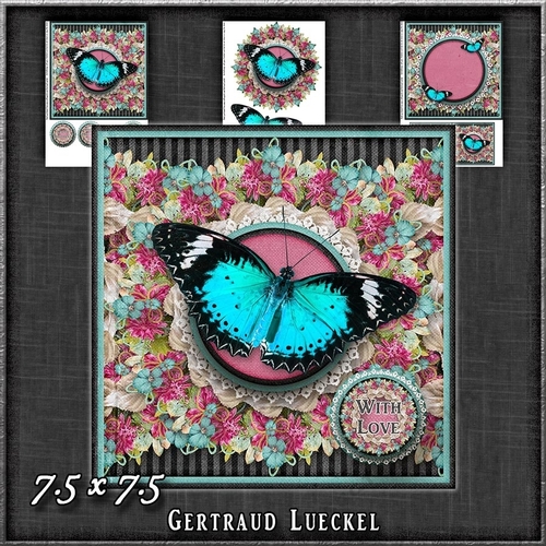 Beautiful Wreath Butterfly Card Topper 1243