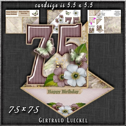 Vintage Easel 75th Birthday Card Kit 1182