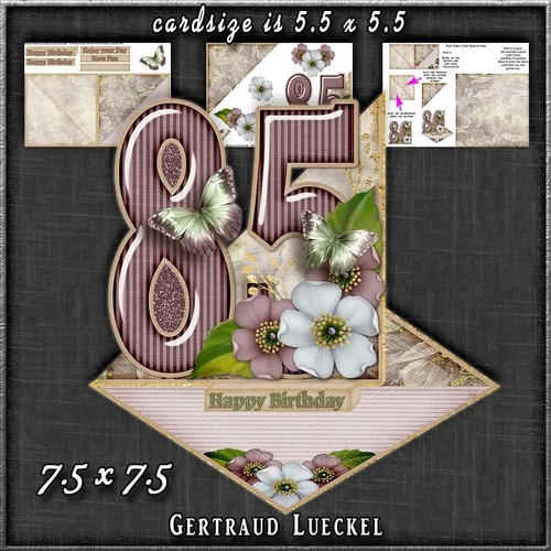 Vintage Easel 85th Birthday Card Kit 1182