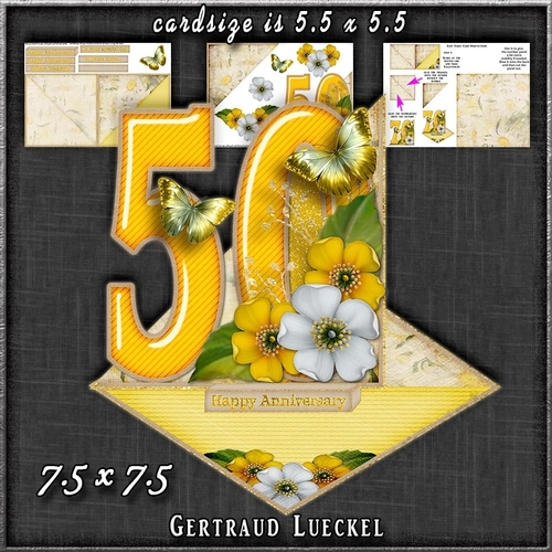 Vintage Easel 50th Golden Wedding Card Kit 1181
