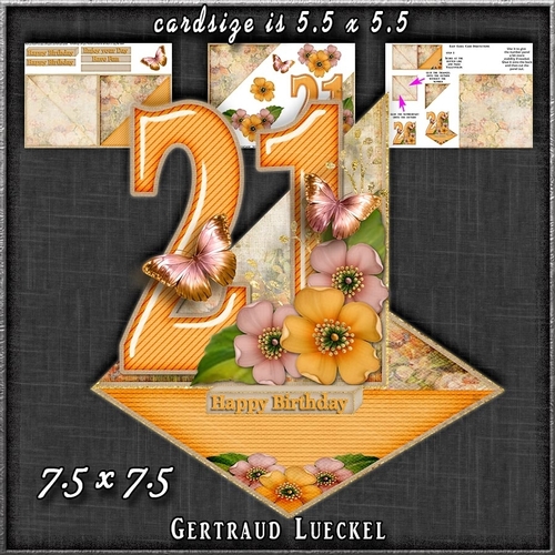 Vintage Easel 21th Birthday Card Kit 1184