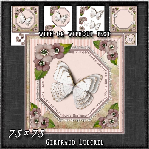 Vintage Lace Flowers Butterfly Card Kit 1248