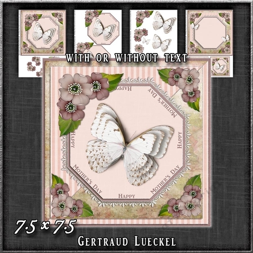 Vintage Lace Flowers Butterfly Mothers Day Card Kit 1248