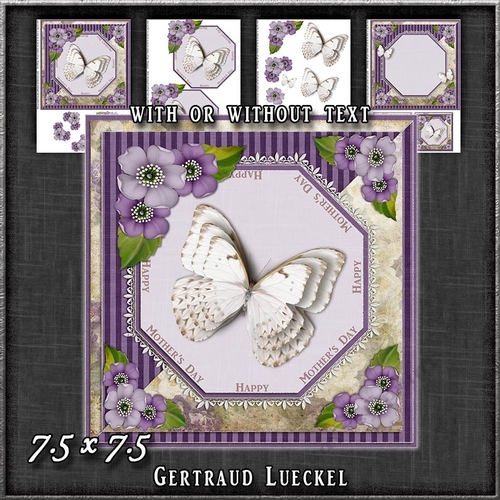 Vintage Lace Flowers Butterfly Mothers Day Card Kit 1249