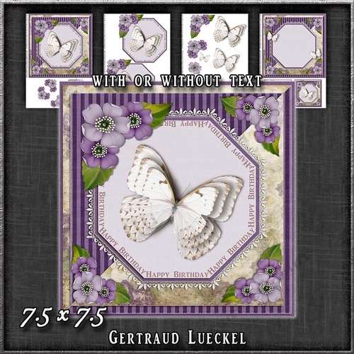 Vintage Lace Flowers Butterfly Birthday Card Kit 1249
