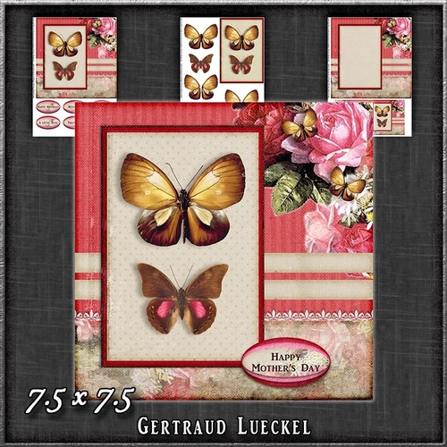 Vintage Flowers Butterflies and Lace 1254