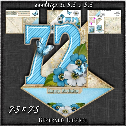 Vintage Easel 72th Birthday Card Kit 1180