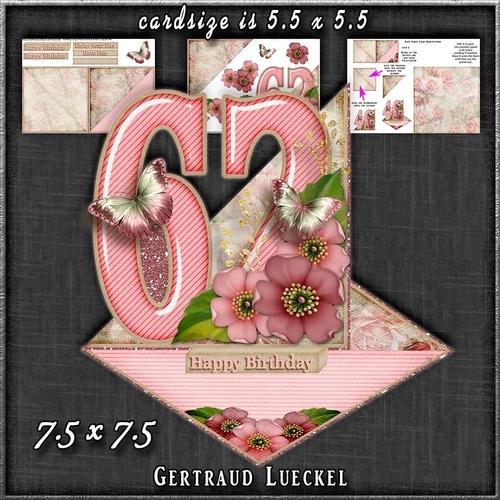 Vintage Easel 62th Birthday Card Kit 1178