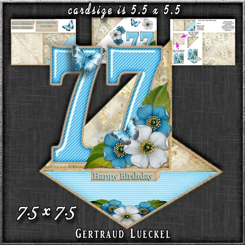 Vintage Easel 77th Birthday Card Kit 1180