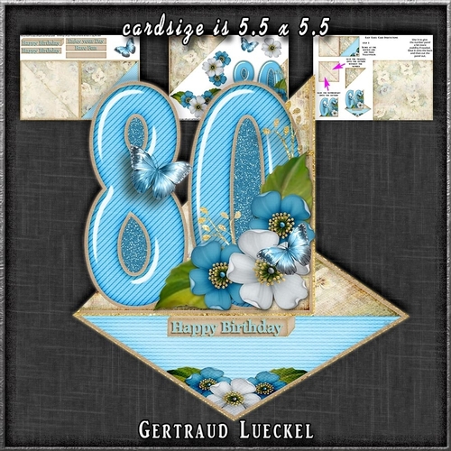 Vintage Easel 80th Birthday Card Kit 1180