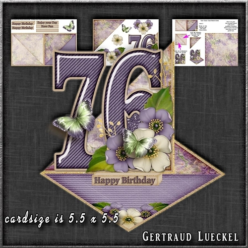 Vintage Easel 76th Birthday Card Kit 1183