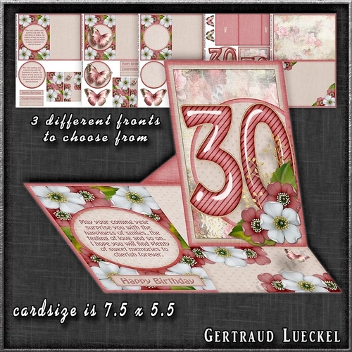  Vintage Side Easel Card 30th With Three Different Fronts 1265