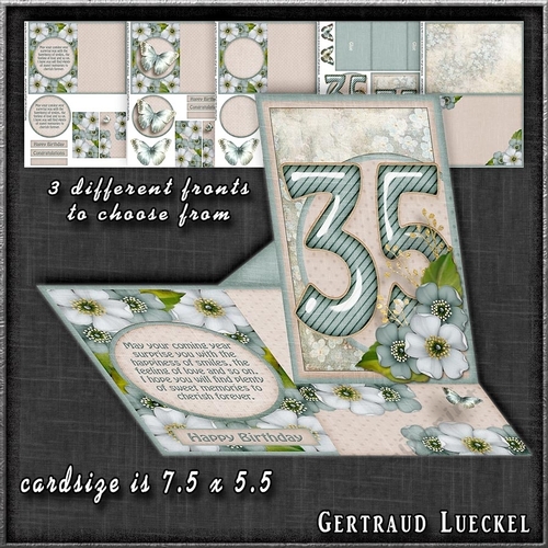 Vintage Side Easel Card 70th With Three Different Fronts 1265